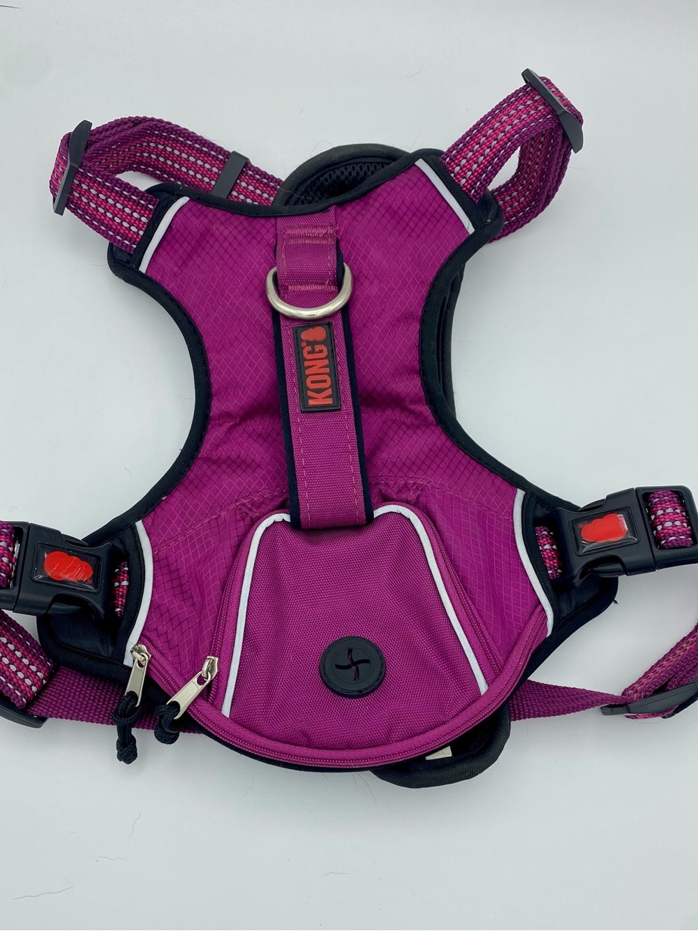 KONG® Poop Bag Dog Harness, Waste Bag Holder, Adjustable, Durable, Pink, Size L